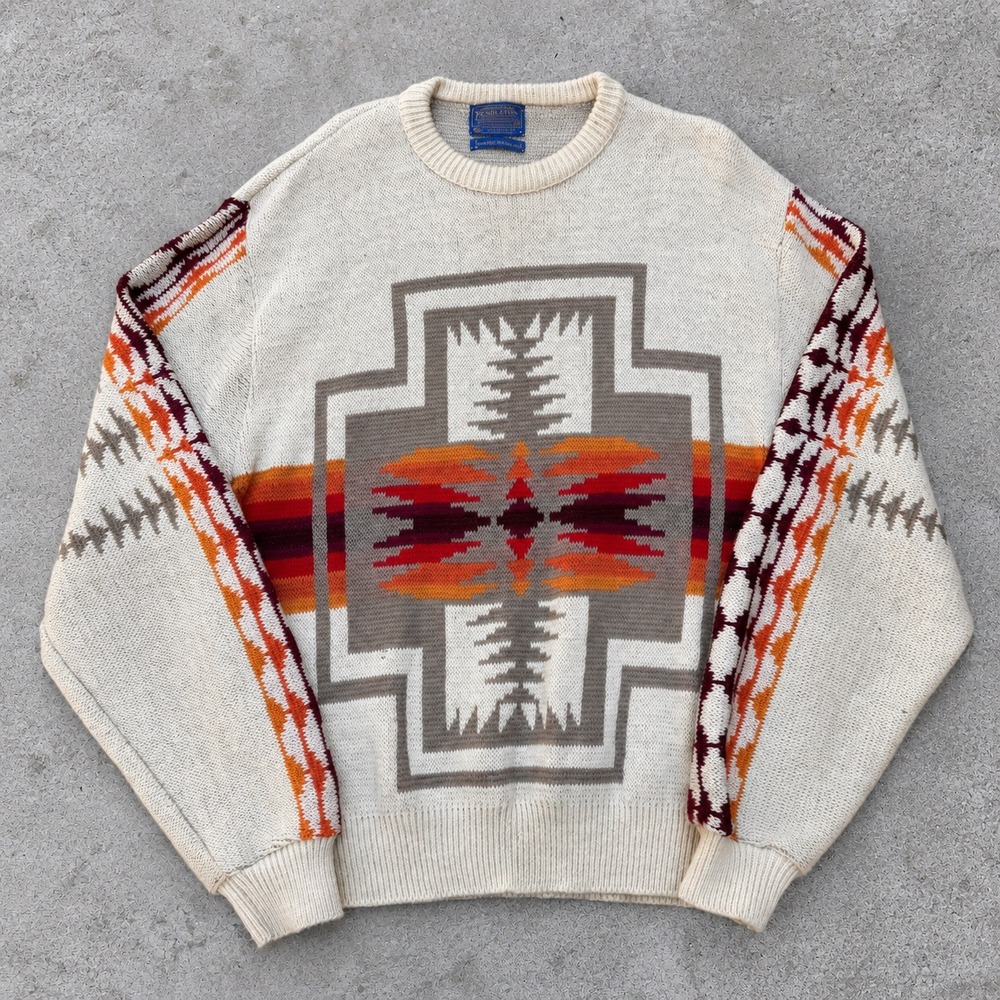 Vintage Pendleton High Grade Western Wear Wool Southwestern Azetec Sweater USA
